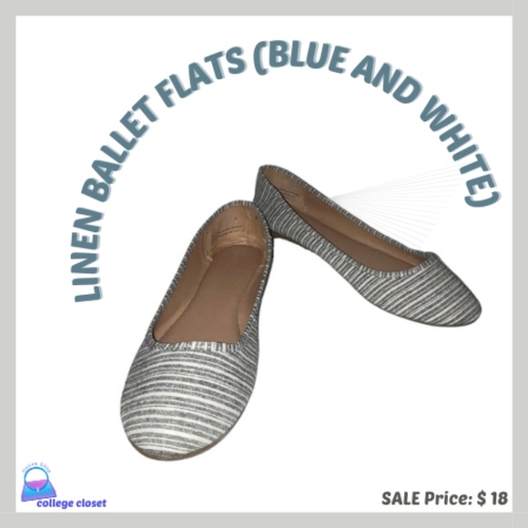 Universal Thread Shoes - Linen Ballet Flats (Universal Thread, Blue & White)